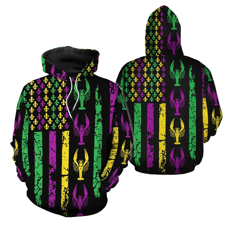 New Colorful Carnaval Hoodies 2025 Mardi Gras 3D Printed Women Hip Hop Streetwear Hooded Sweatshirts Pullovers Female Clothing