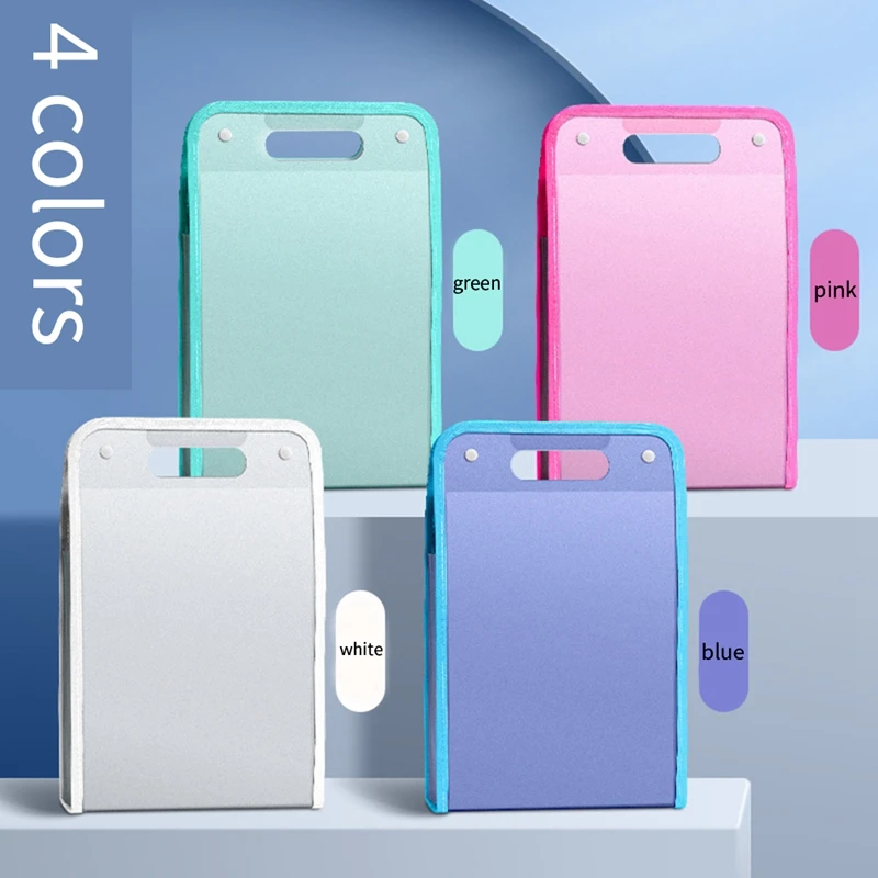 4Pcs A4 File Folders, Vertical A4 File Organizer With Handle With Portable 13 Pockets For Student, Business Easy To Use
