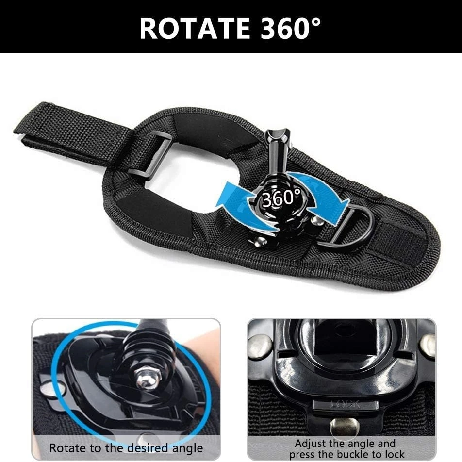 Wrist Strap 360° Rotation Mount Glove Wristband For GoPro Hero 13 12 11 10 DJI Osmo Action 6 5 Pro 4 Camera Accessories view 2
