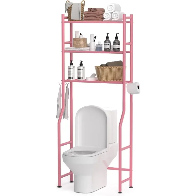 3-Tier Over The Toilet Storage, Space Saver Metal Bathroom Shelves, Freestanding Above Over Toilet Storage Shelf