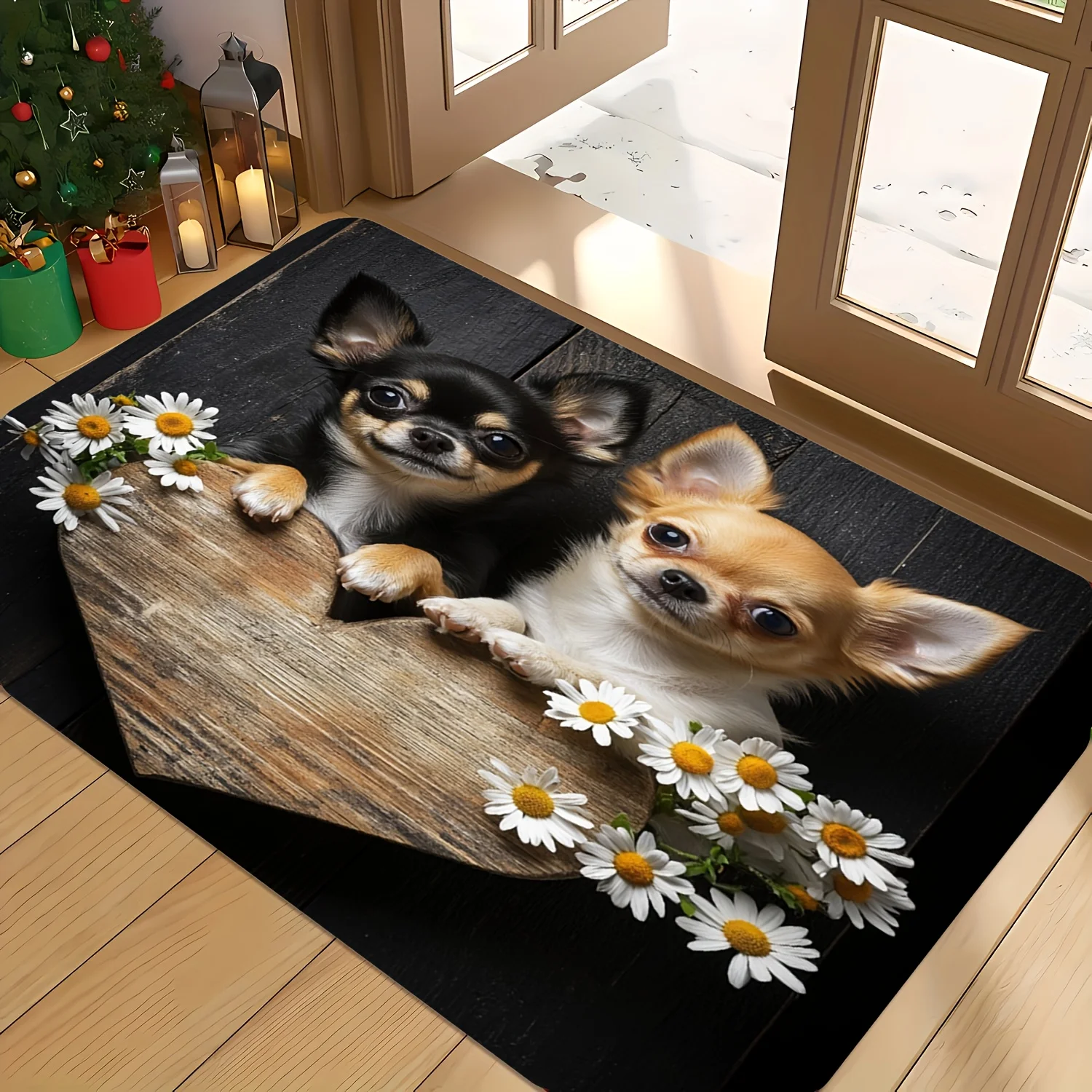 

A Rectangular Rug Featuring A Chihuahua Design, for The Living Room, Bedroom, Kitchen, Office, Bathtub Shower,and Bathroom Decor