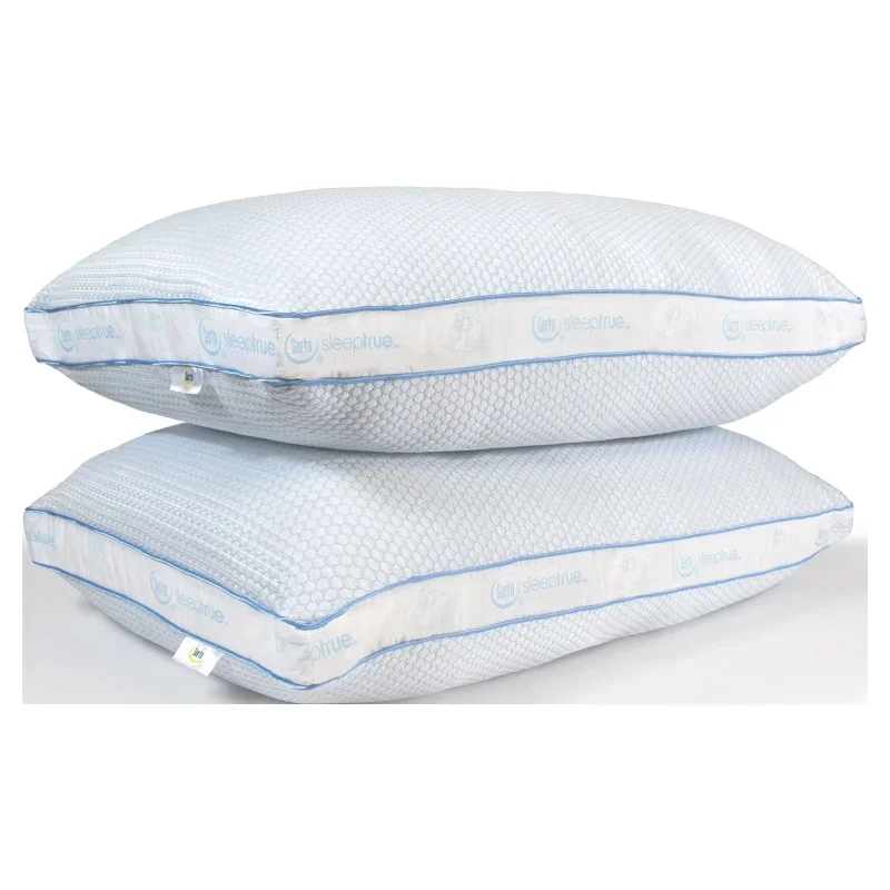 Knit Medium Firm Pillow, King, White, 2 Pack, Polyester Blend