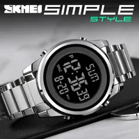 SKMEI 1611 Luxury Digital Watch for Men Stainless Steel Sports Waterproof Electronic Wristwatch Mens Stopwatch 2004 Reloj Hombre