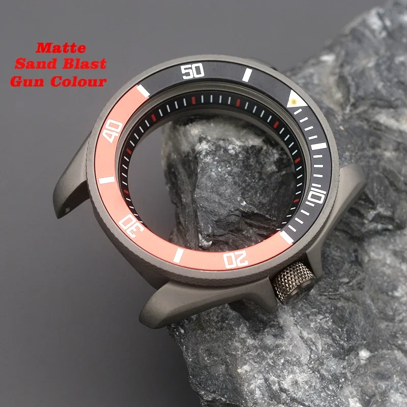 MOD Gun Colour SKX009 SKX007 Men's Watch Case Sand Blast Matte Fit NH34 NH35 NH36 Stainless Steel Sapphire Glass CASE