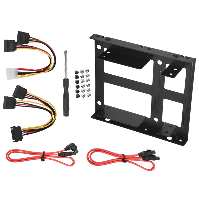 

Well Made-Dual SSD HDD Mounting Bracket 3.5 To 2.5 Internal Hard Disk Drive Kit Cables 2.5 Hard Disk Drive To 3.5 Bay Tray Caddy