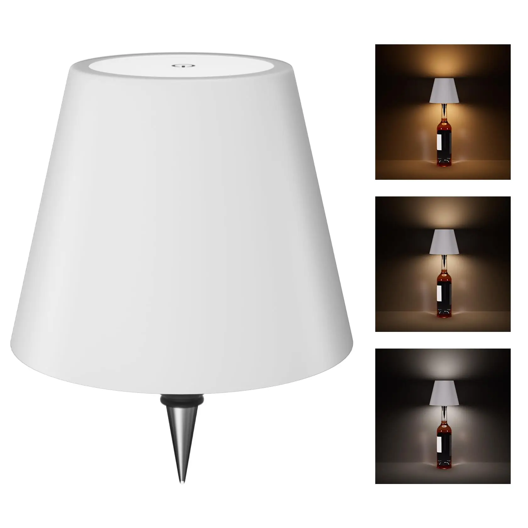 أضواء زجاجة النبيذ 3 ألوان USB غطاء مصباح زجاجة لاسلكي مع ضوء ستبليس يعتم أضواء LED لزجاجة الخمور القابلة لإعادة الشحن