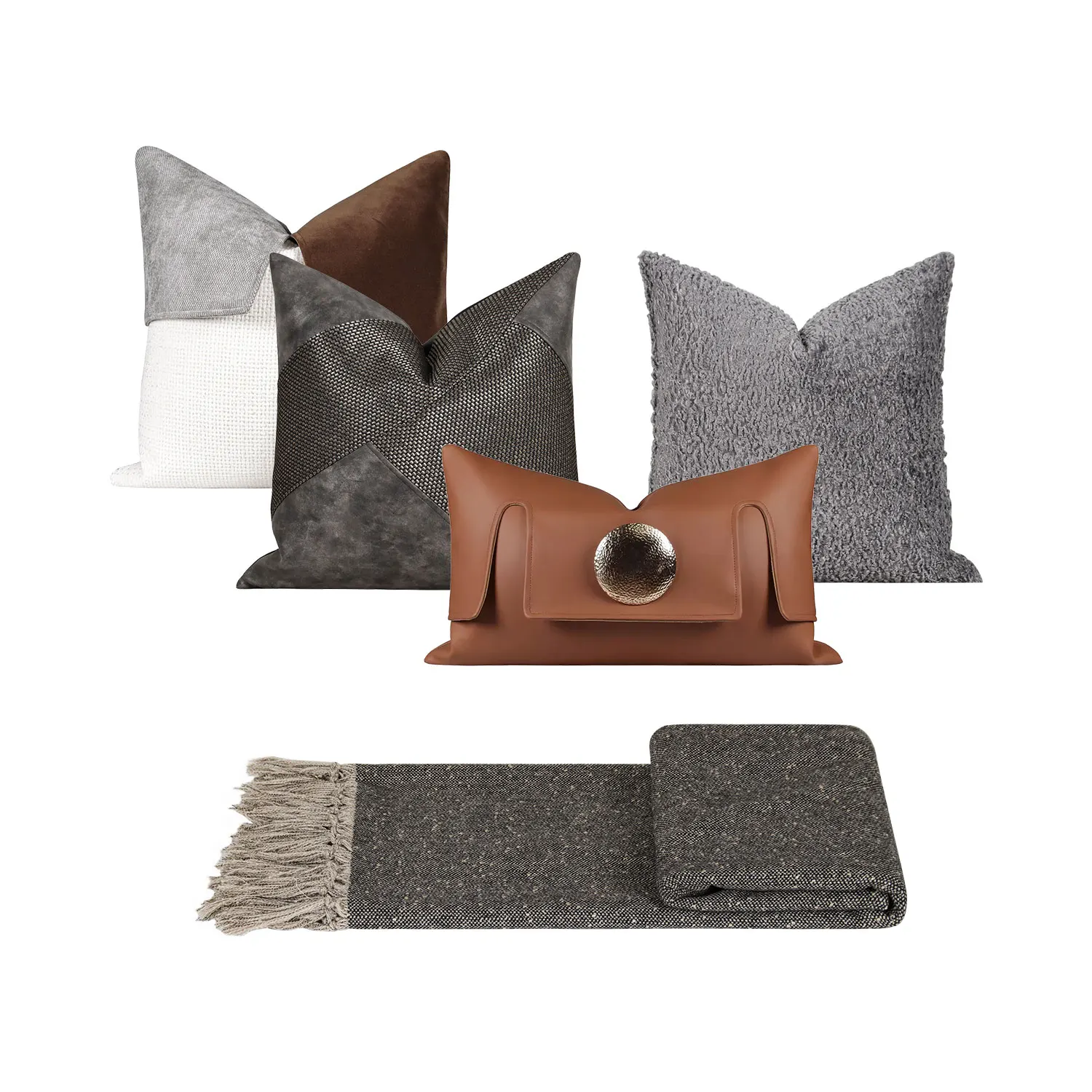 RUIYI American Promotion Light Luxury Style Gray Brown Home Sofa Pillow Set Square Pillow Mattress Pillow Cover