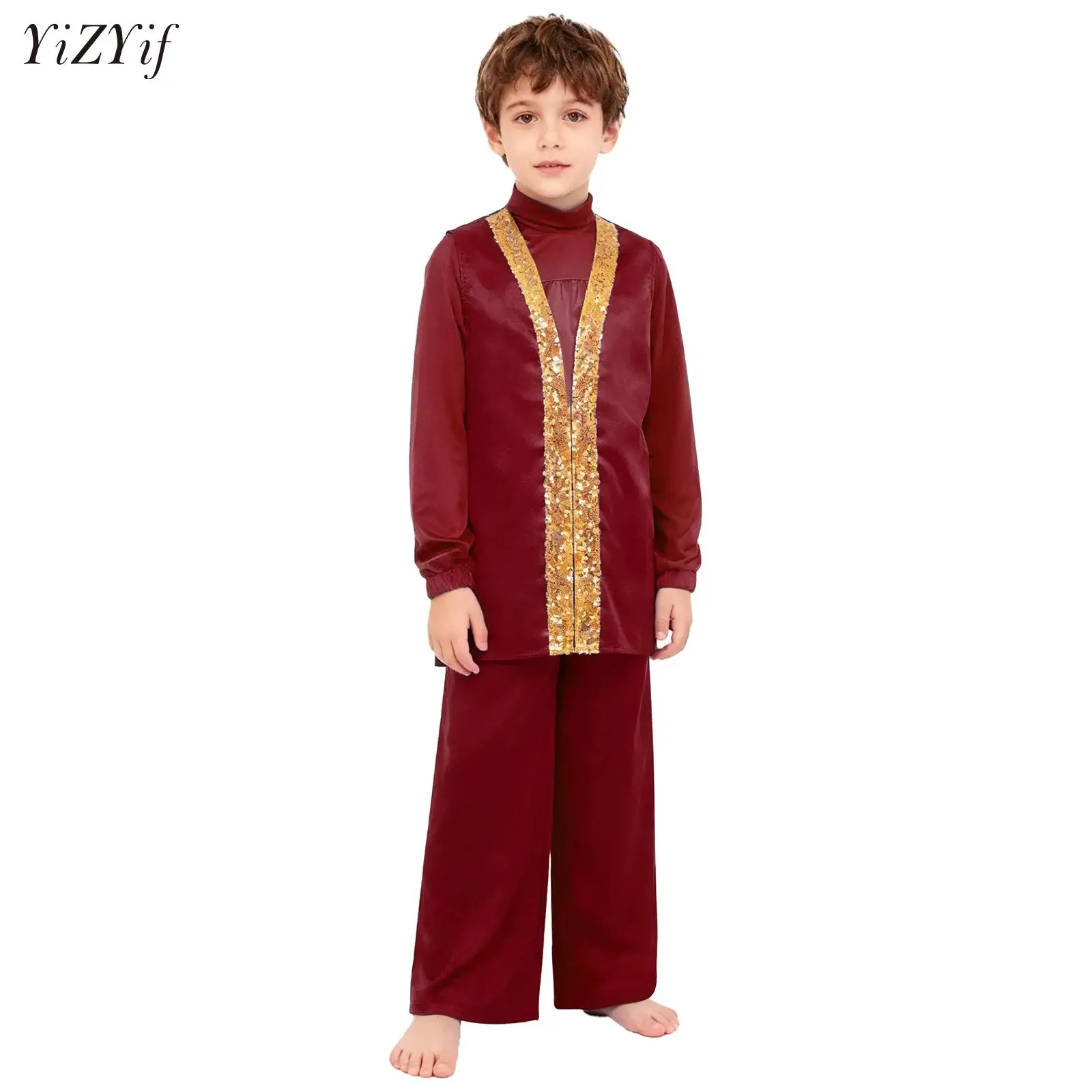 

Kids Girls Praise Liturgical Dance Set Celebration of Spirit Palazzo Pants Worship Dance Costume for Choir Dancing Performance