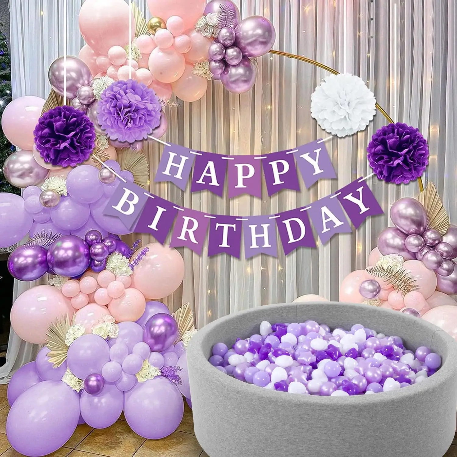 Ball Pit Balls 200 Purple Plastic Balls for Toddlers Phthalate Free BPA Free Crush Proof Balls in Reusable Play Toys for Kids