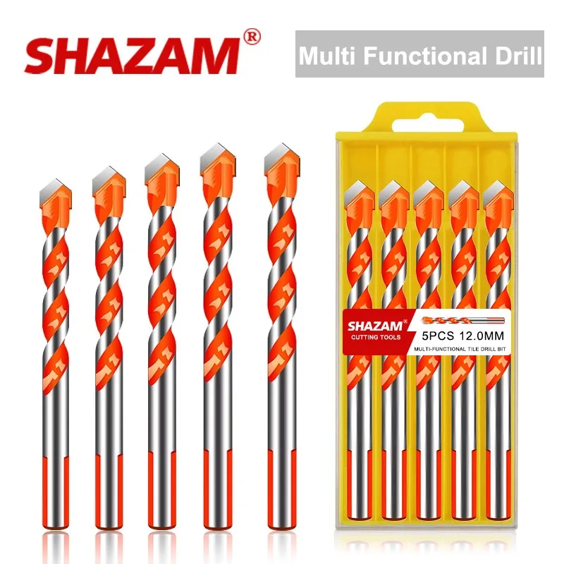 

SHAZAM 2/5/10PCS Carbide High Hardness Drill Bit Ceramic Brick Cement Concrete Wall Special Triangular Universal Drilling Tools
