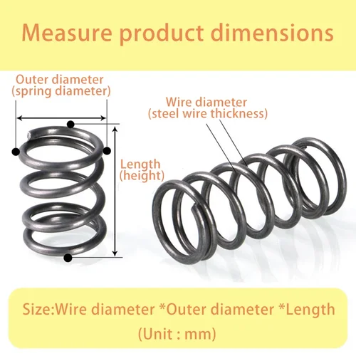 Imagen 2 del producto Resorte de retorno en espiral de bobina cilíndrica, resorte de acero de alta elasticidad, diámetro del cable: 1,2mm, resorte de compresión duradero, 10 Uds. | OEM