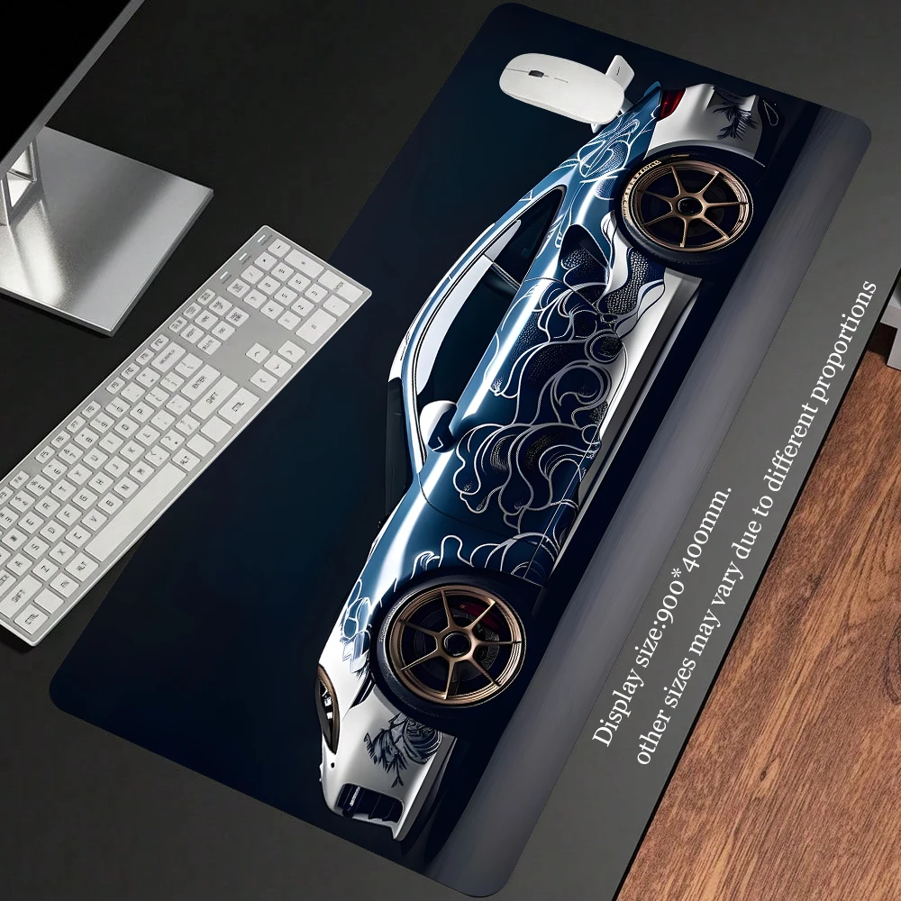 

Large blue sports car design mouse pad desk mat gaming mats gamer pc accessories keypad expansion pads rubber anti-slip base