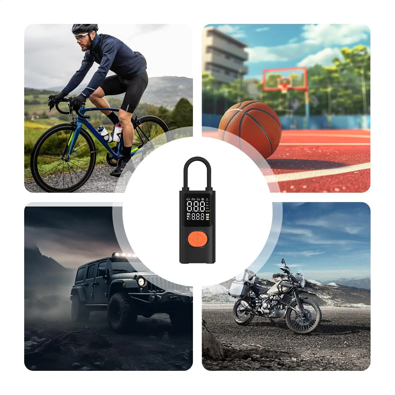 

Портативный воздушный насос, электрический воздушный насос, перезаряжаемый легкий насос для накачивания шин с цифровым манометром для ремонта мяча грузовика и велосипеда