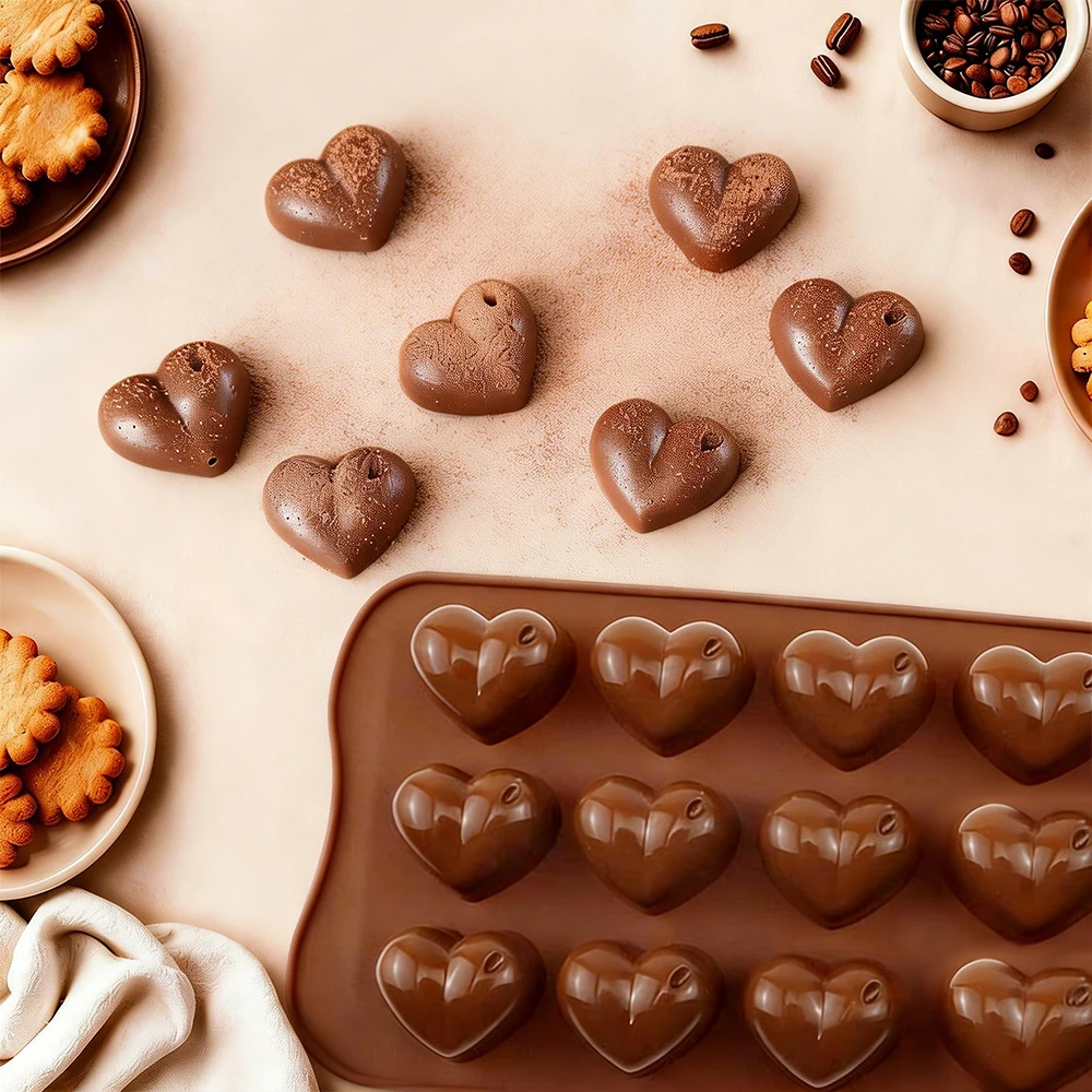 Heart-shaped silicone chocolate mold food grade non-stick candy mold DIY baking cake decoration jelly ice cube and soap making