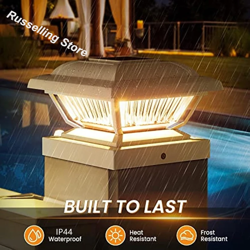 

Waterproof Warm White Solar Column Cover Lamp Intelligent Optical Control For Outdoor Fence Courtyard Decoration Garden Deck