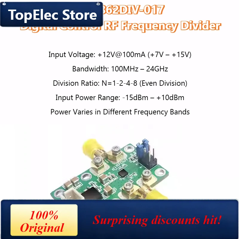 TopElec HMC862/HMC862A RF Frequency Divider 1-2-4 -8 Frequency Divider 24GHz Bandwidth Numerical Control Phase Locked Frequency