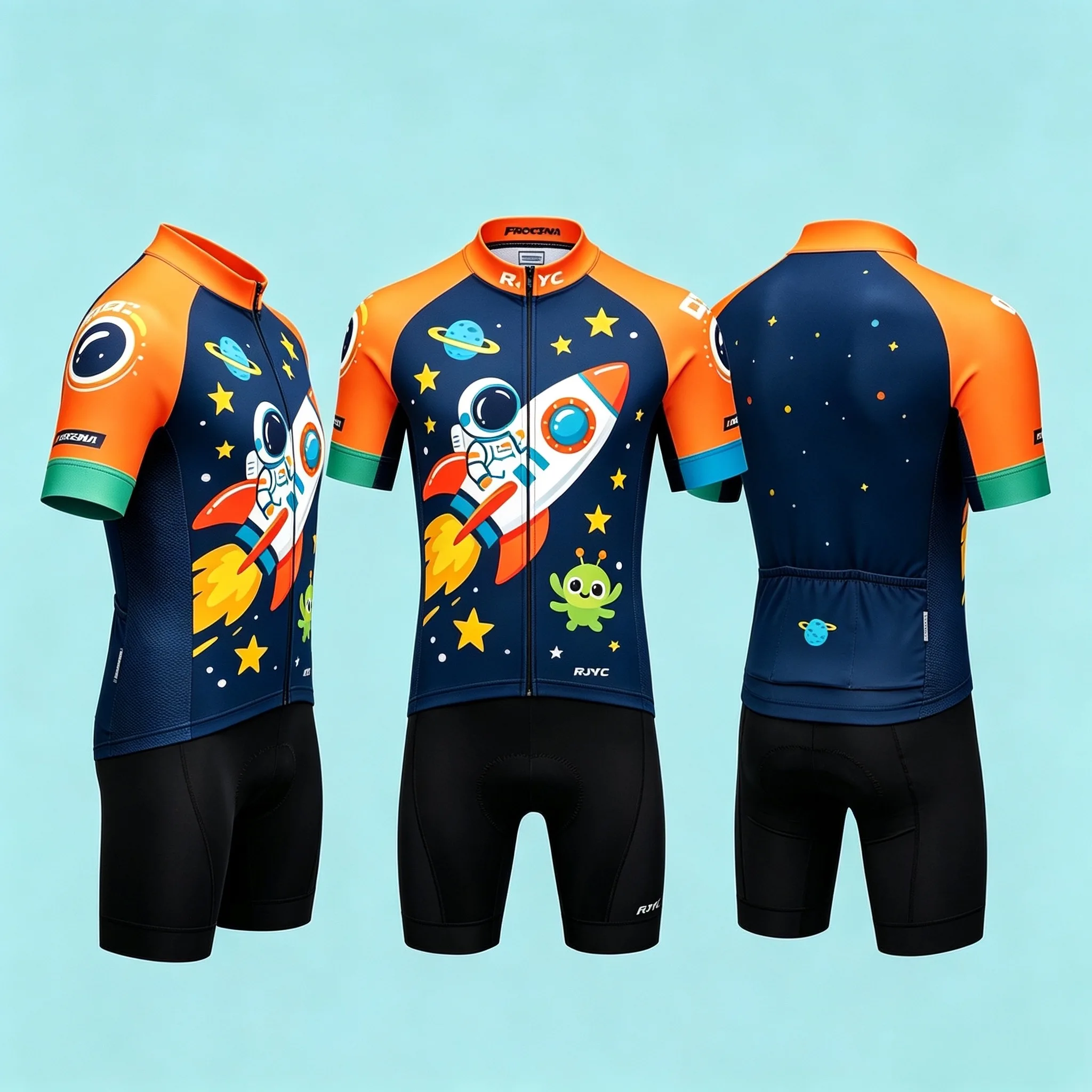 Rjyc Summer Kidsren's Short-Sleeved Cycling Clothing Set for Boys and Girls, Balance Bike, Quick-Drying, Breathable, Anime Style
