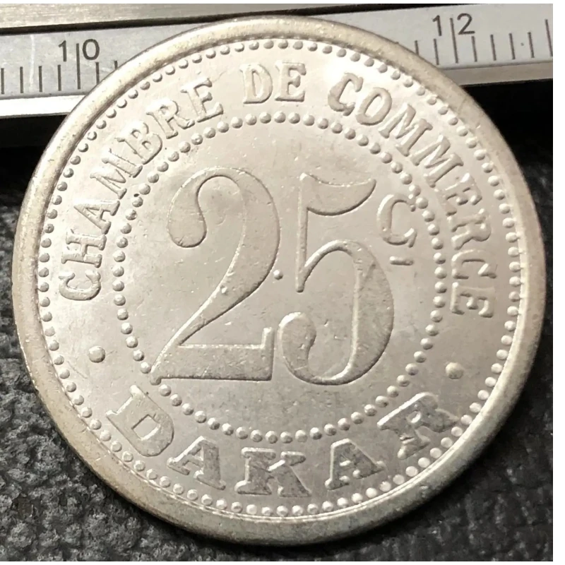 1920 Senegal 25 Centimes Silver Plated Coin 27mm Smooth Token Copy