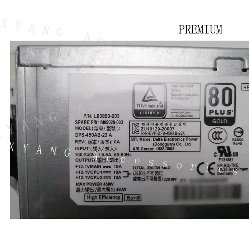 N+ New Original PSU For HP Z2 G5 SFF 4Pin 450W Power Supply PA-3451-1HA DPS-450AB-23 A L80890-001 M09029-001 L80890-003