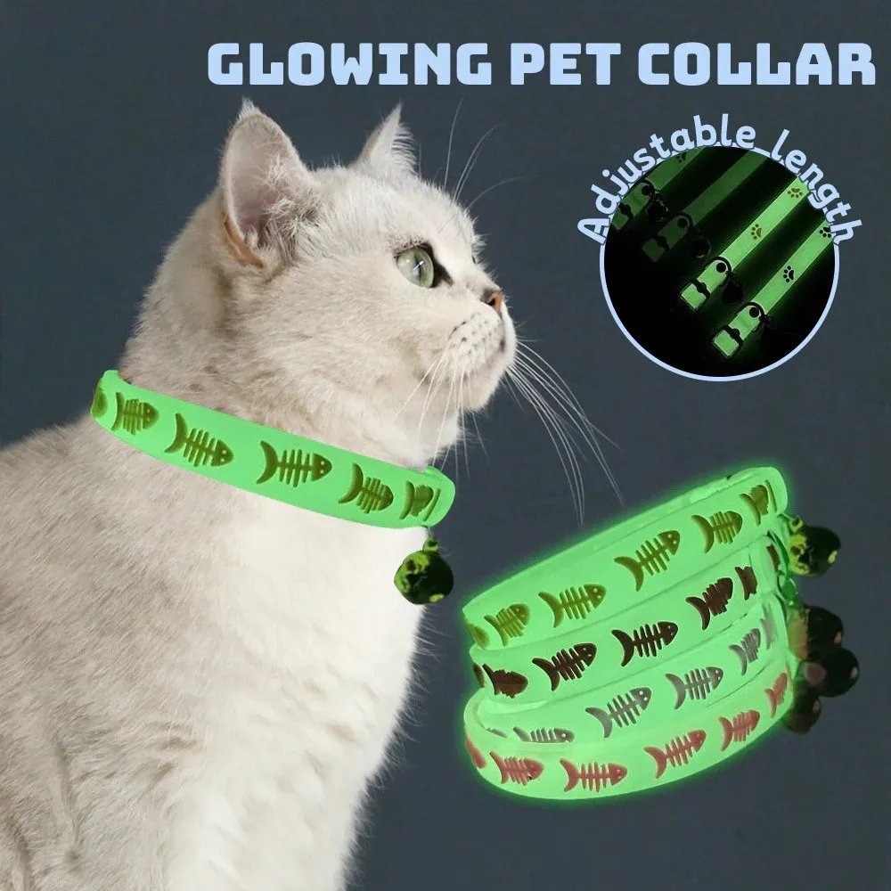 

New Silicone Luminous Cat Bell Attachment Pet Cat Accessories Anti-Loss Collar Neck Ring Fluorescent Collar