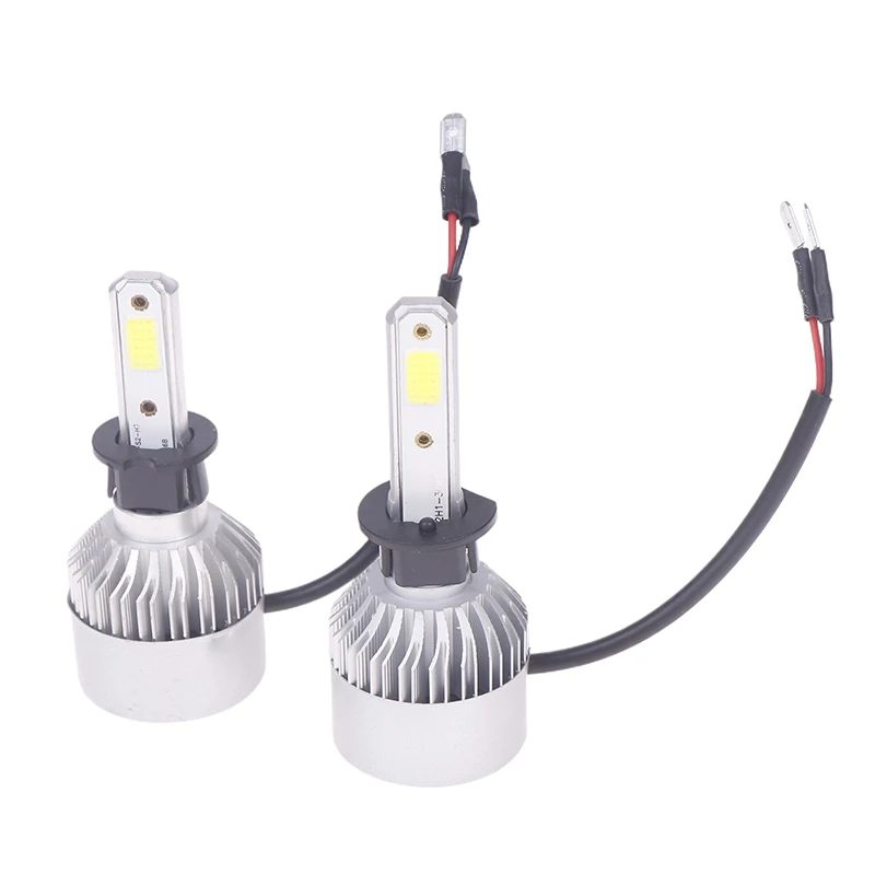1Pc Car Bright H4 H7 H1 H3 LED Front Fogs Lights Lamps Beads 8000Lm COB Chips With Cooling Fan Longer Lifespan