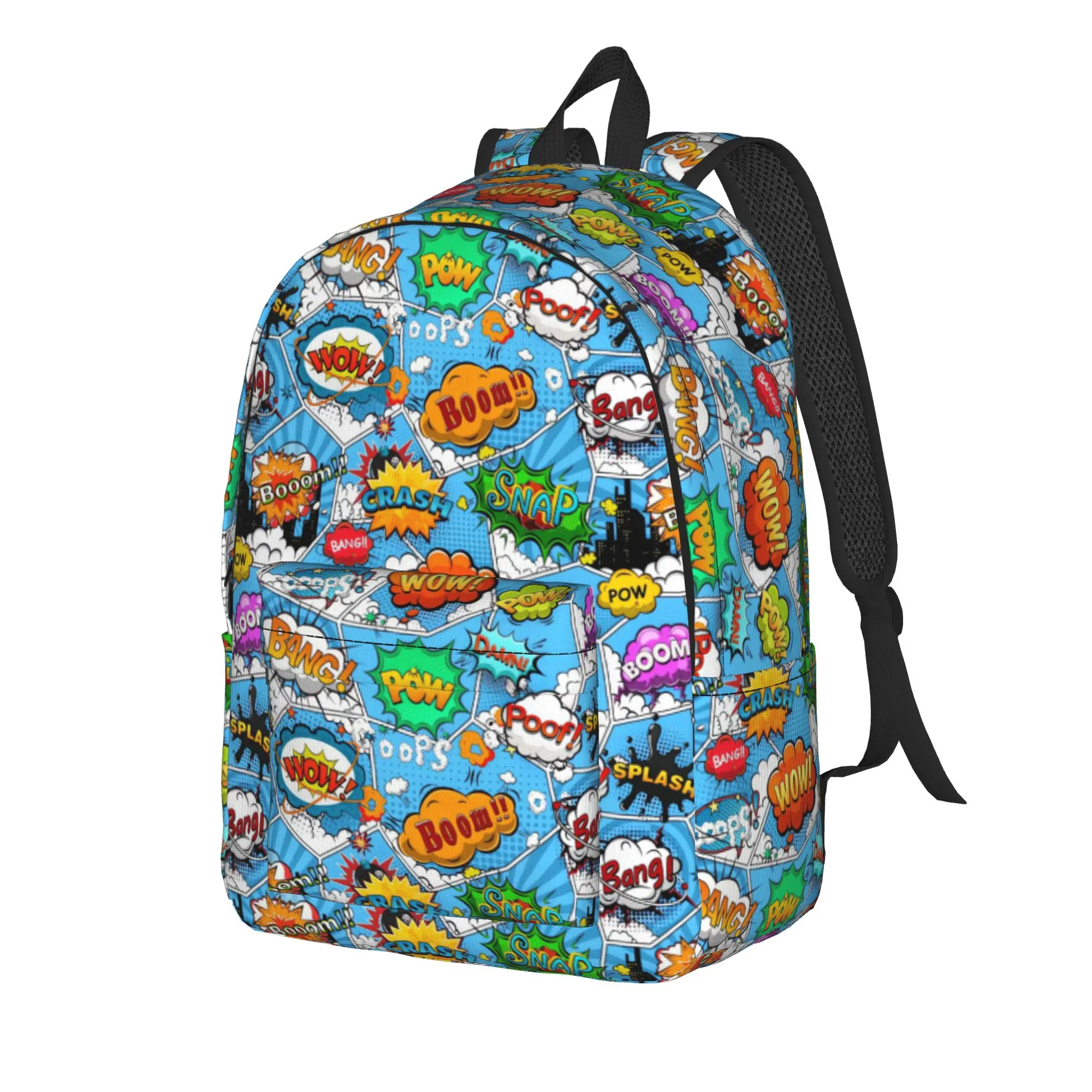 Comic Book Page Divided By Lines     Backpack Male  Durable Backpacks Polyester Cool School Bags Cycling Designer Rucksack