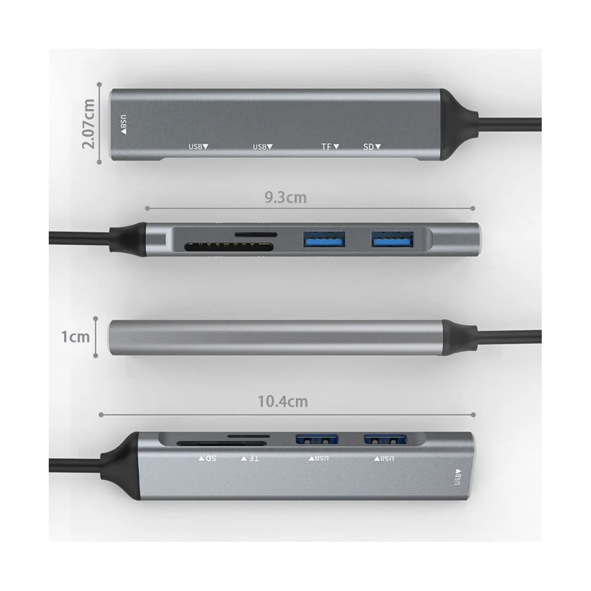 AT87-USB HUB 3.0 USB-A Hub Splitter 5 Port USB3.0 with TF/SD Card Reader High Speed Data Transfer for Laptop Computer A
