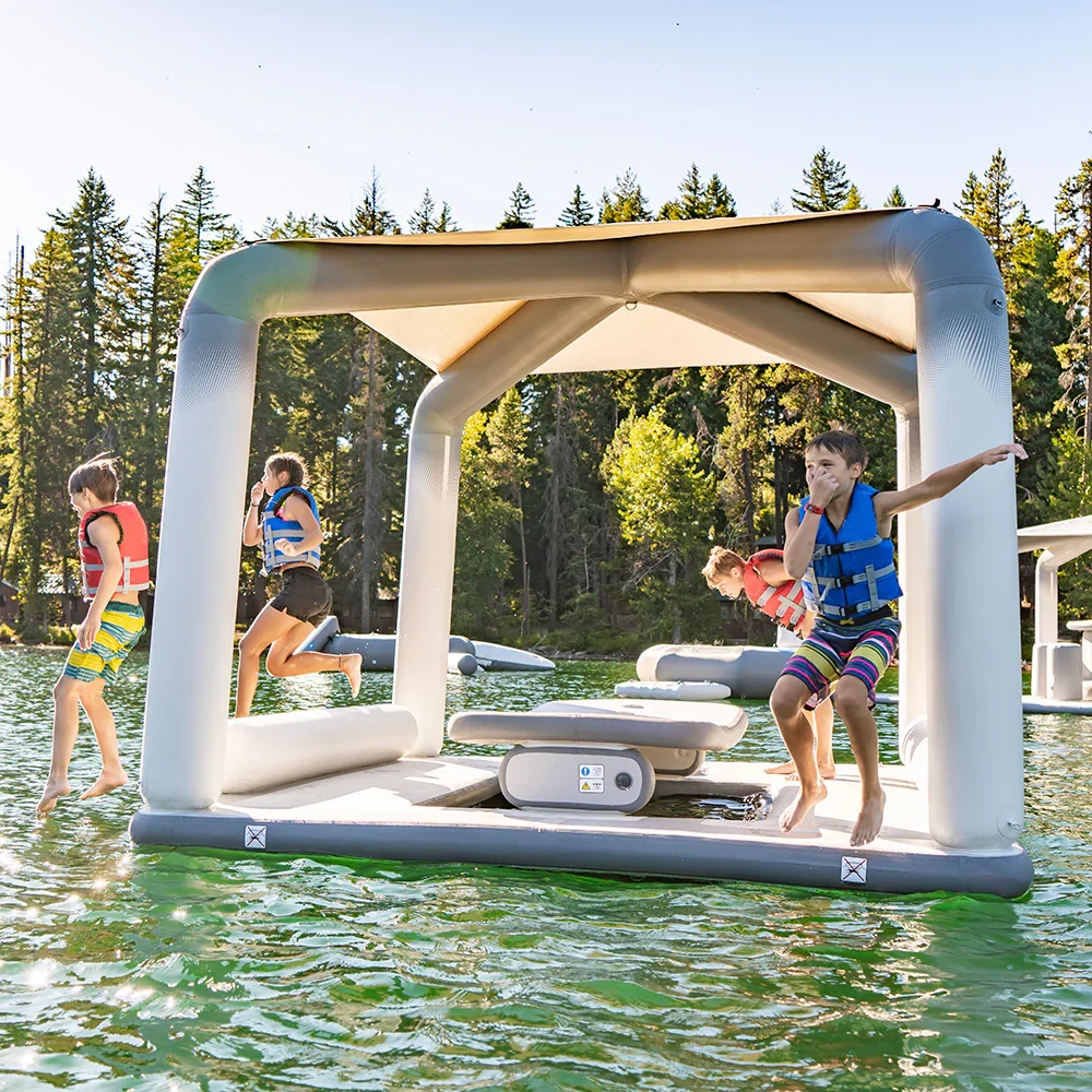 قاعدة جزيرة عائمة قابلة للنفخ على سطح السفينة مع طاولة ومقاعد وصالة عائمة قابلة للنفخ #4