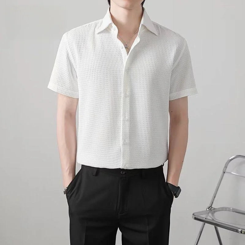 

High Quali Men's Color ort Sve irt Summer Lightweight Plaid Design Stand Fit Faionable Casual Top