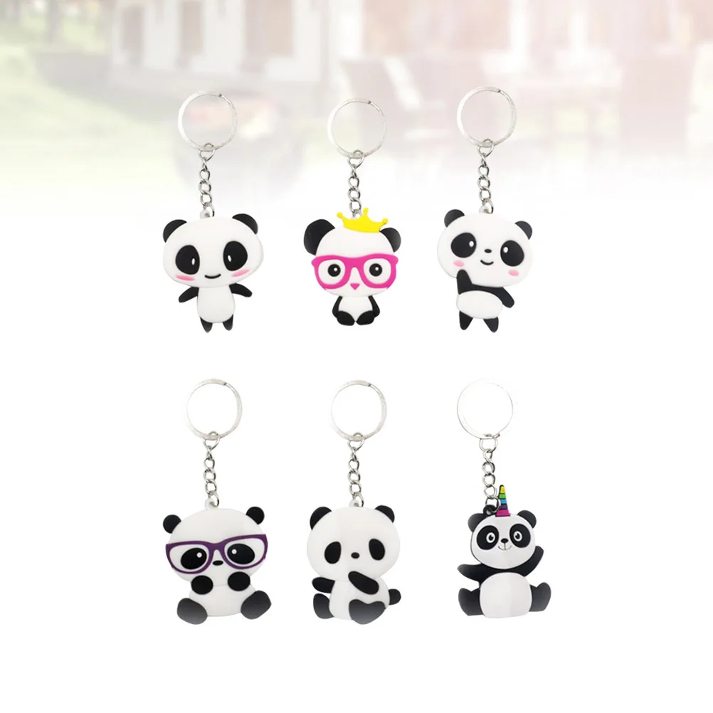 

12Pcs Panda Shape Keychain Cartoon PVC Key Ring Creative Gift Hanging Pendant Ornament for Birthday Party Decoration