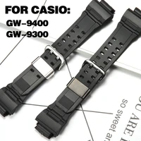 Correa de reloj de resina apta para Casio GW9400 G-9300, repuesto de correa deportiva negra resistente al agua, accesorios de bisel de acero GW 9400
