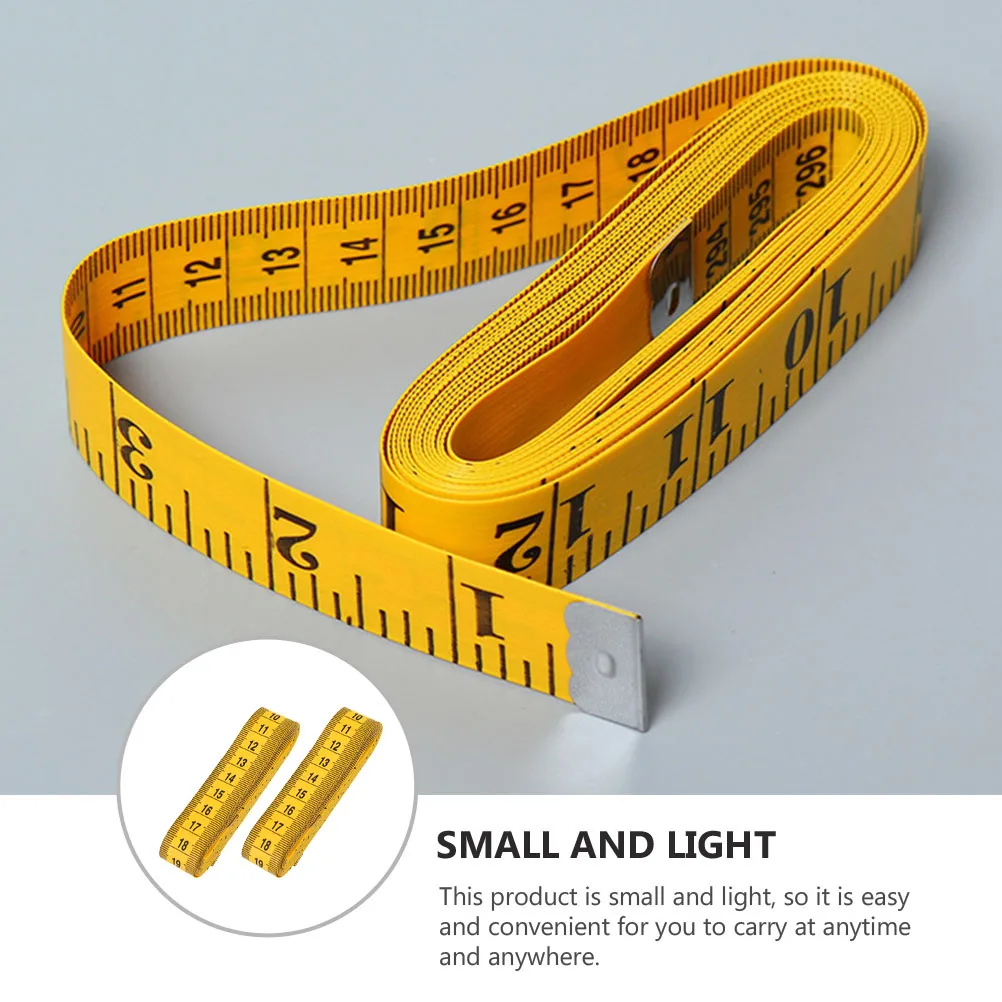 

2pcs Dual-Sided Flexible Tape Measure Lightweight Body Measurement Yellow Handy Waistline Tool For Seamstresses Craftsmen Car