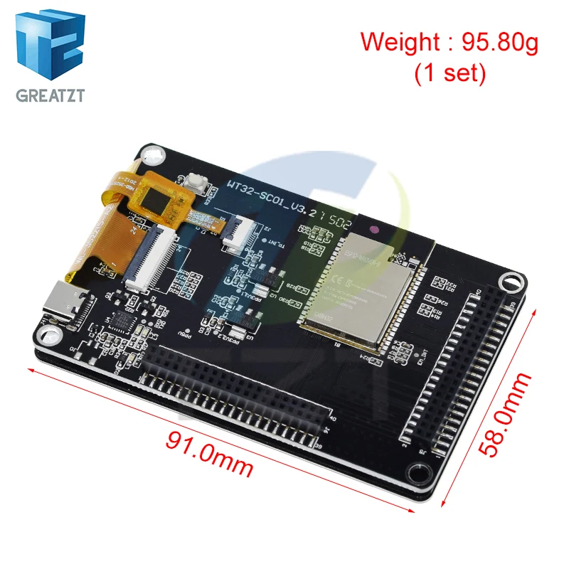 ESP32 Development Board - WT32-SC01 With 3.5In 320X480 Capacitive Multi-Touch LCD Screen Built-In Bluetooth Wifi