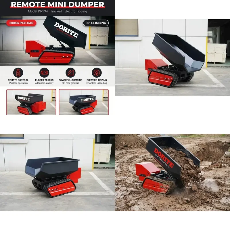 2026CE K-maxpower Remote Mini Dumper Self Loading Electric 500kg Load Battery Power Wheel Barrow Track Mini Crawler Tracked