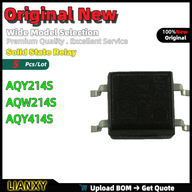 5pcs SOP-4 AQY214S AQW214S AQY414S Solid State Relay New Original