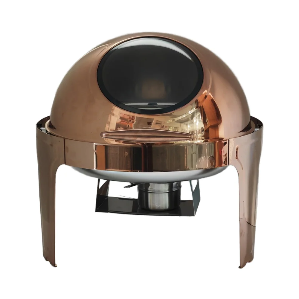 

Luxury 6.0L Large Capacity Rose Gold Insulated Food Heater Stainless Steel Buffet Stove For Hotels Commonly Used Fuel Heating