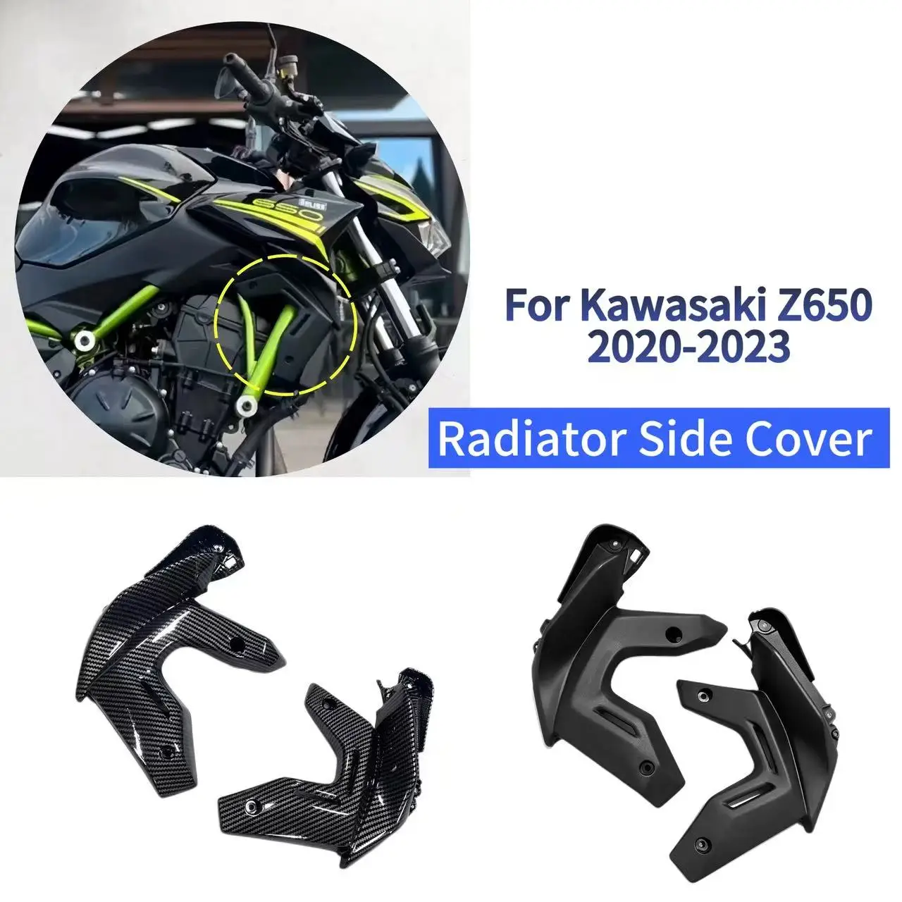 For Kawasaki Z650 2020 2021 2022 2023 Motorcycle Accessories Cooler Radiator Side Protector Housing Cover Panel Fairing Guard