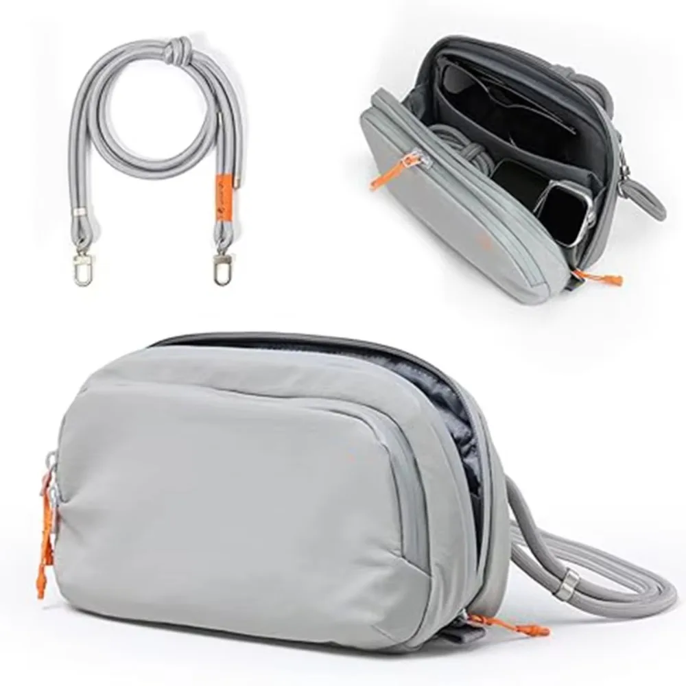 Portable Sling Crossbody Storage Bag Pouch for DJI Osmo Pocket 3 Action Camera Smartphone Lens Fill Light with Dividers Case