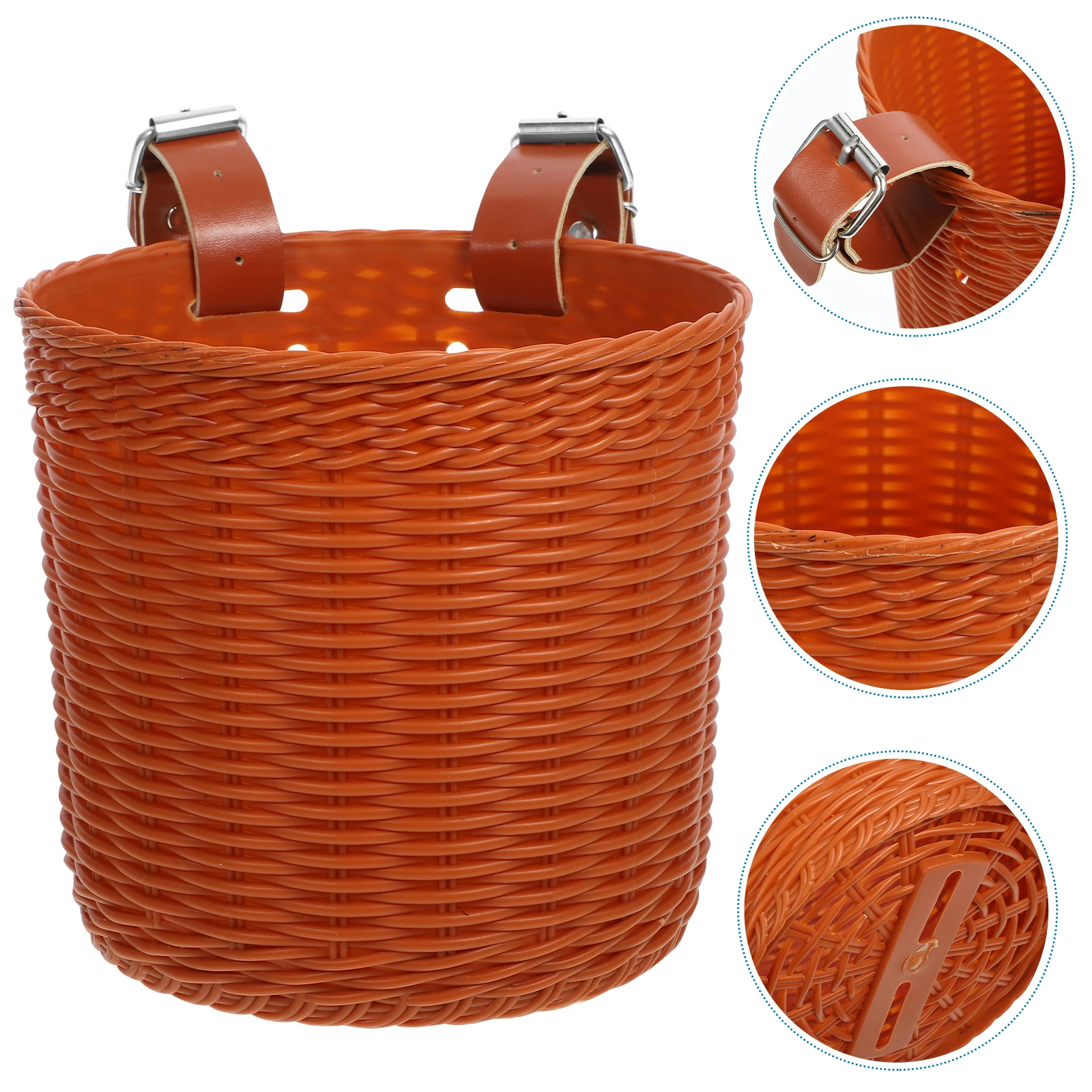 

Sturdy Large Capacity Plastic Bike Front Woven Storage Basket For Bicycle Handlebar Durable Detachable Portable Vegetable Basket