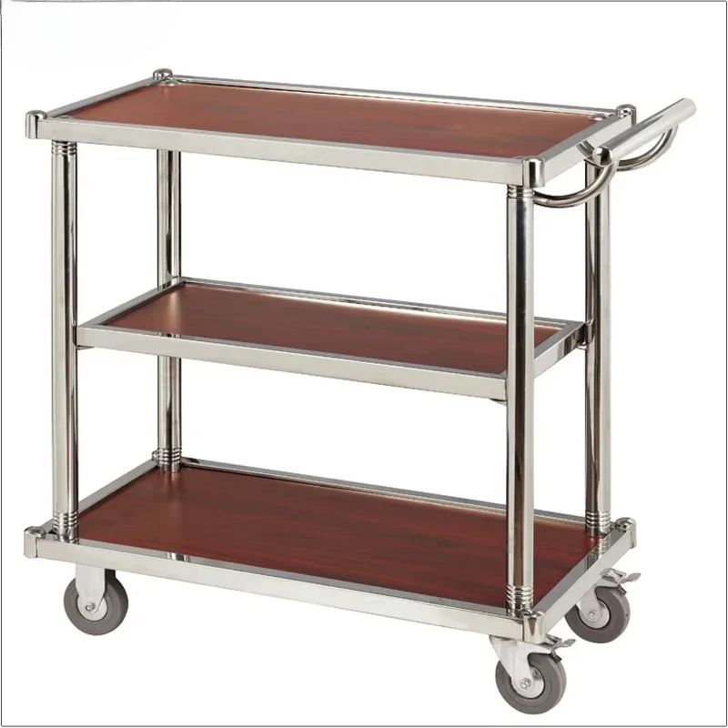 Carrinho de serviço de quarto de hotel de 2 andares de cobre Deluxe