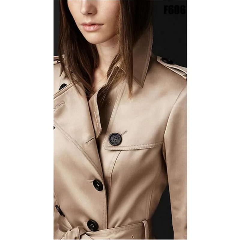 Casaco de trespassado longo Slim Fit Trench Coat feminino, Blusão feminino, cáqui, preto e vinho tinto, S-2XL, Novo, Outono, 2022