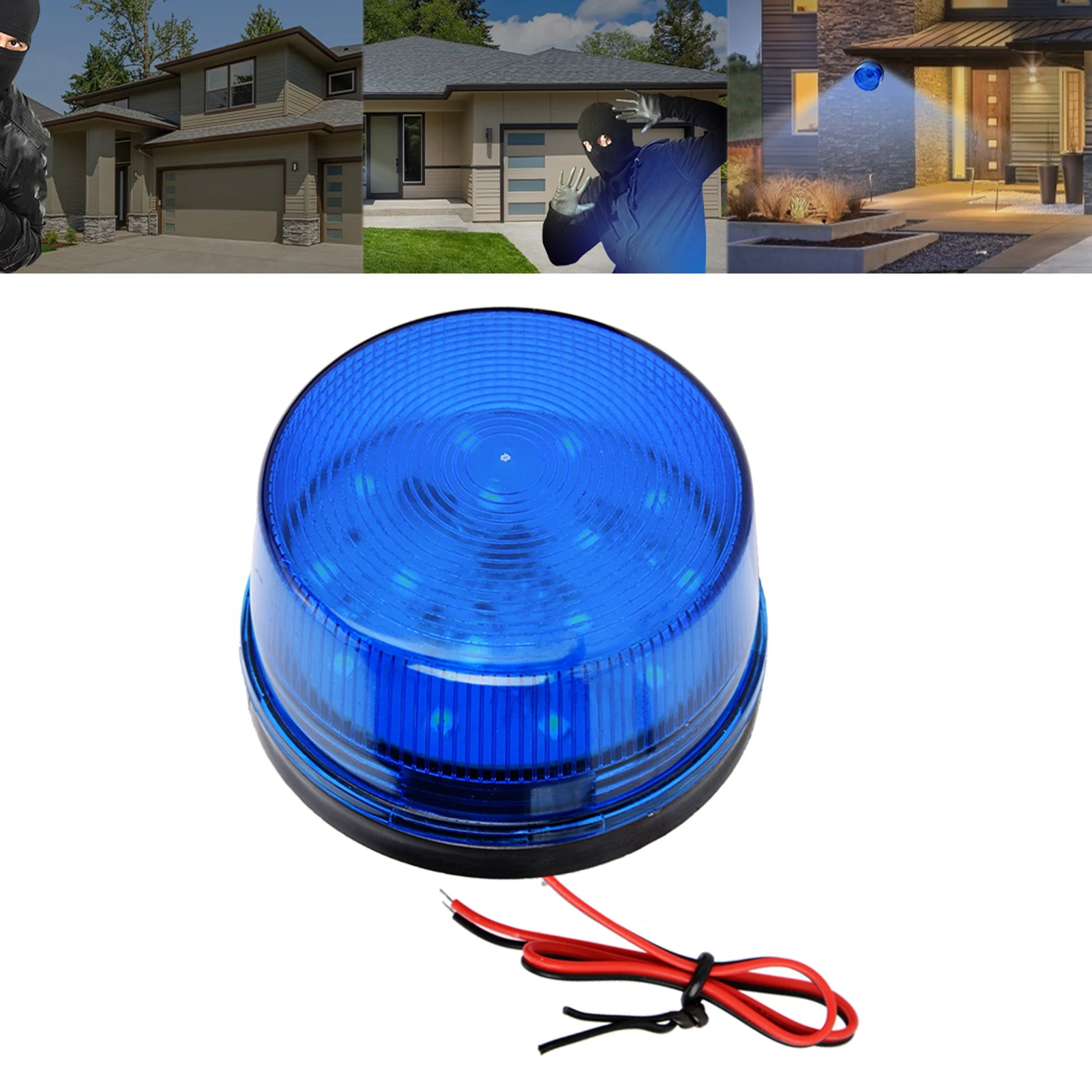 zk30 12V Blue LED Strobe Beacon Emergency Alarm Warning Signal Flashing Light without Sound