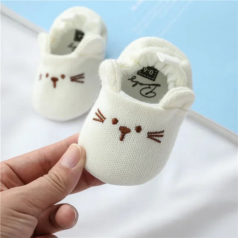 Newborn Baby Crib Shoes Boys Girls Casual First Walker Cute Animal Ear Soft Soles Anti-Slip Toddler Flat Shoes for 0-18 Months