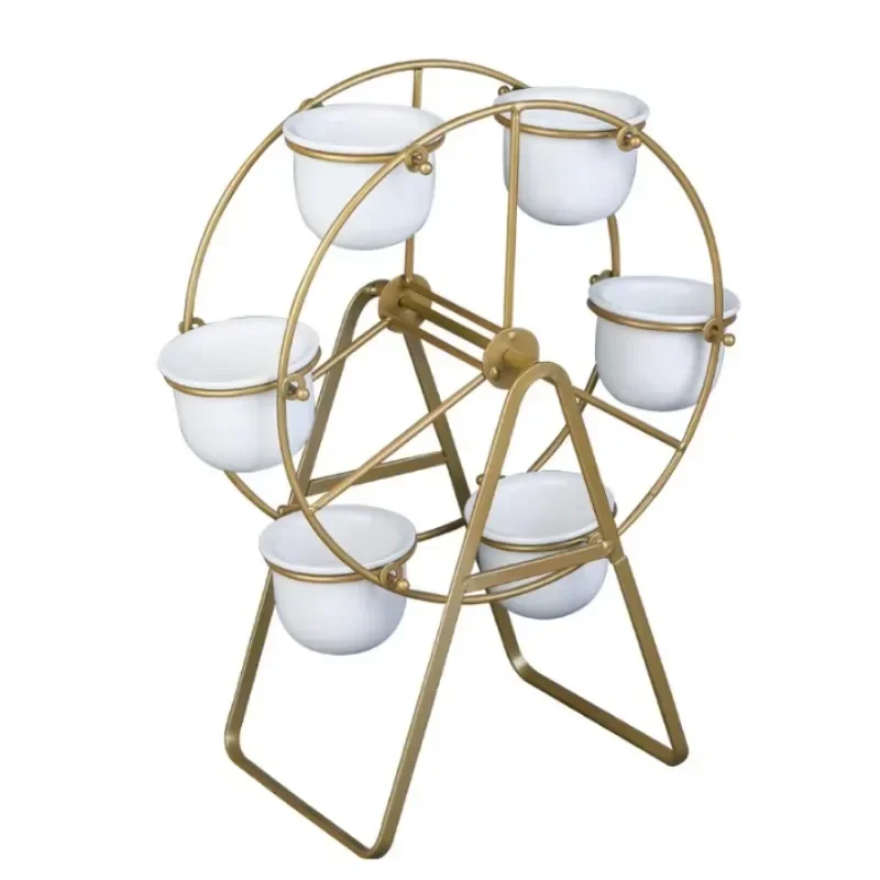 

Simple creative ferris wheel iron ceramic iron frame flower pot