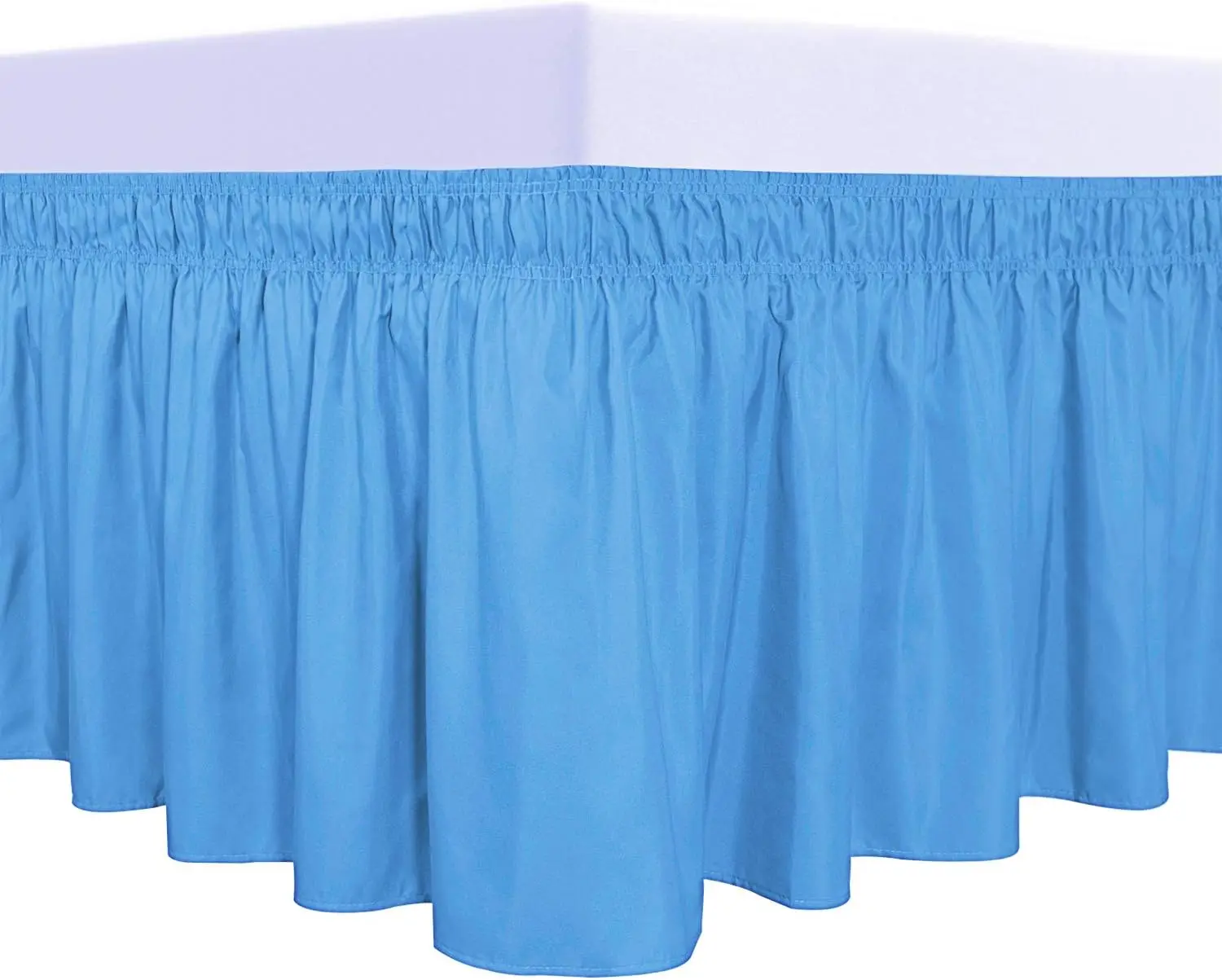 Light Blue Wrap Around Ruffled Bed Skirt with Adjustable Elastic Belt Olympic Queen - 17