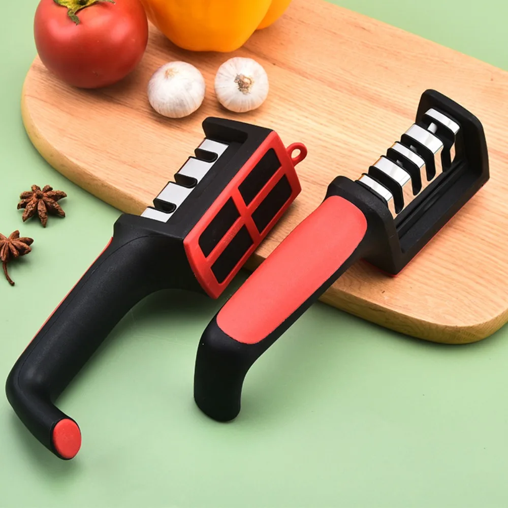 Handheld Multi-function Sharpening Tool Kitchen Accessories Non-slip Base Knife Sharpener 3/4 Stages Knife Slicker