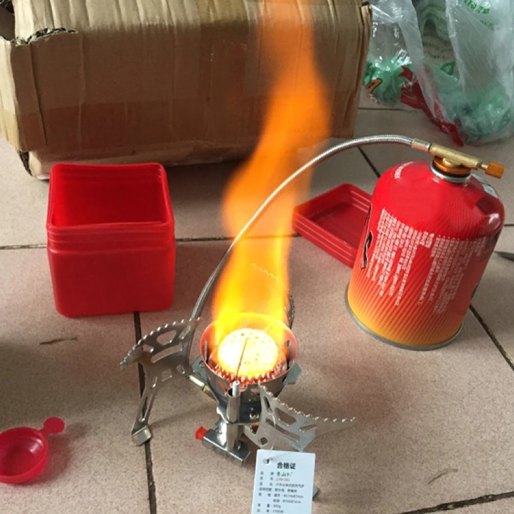 

Portable Windproof Camping Gas Stove Mini Burner Anti Rust Heat Resistant Easy Install Outdoor Cooking
