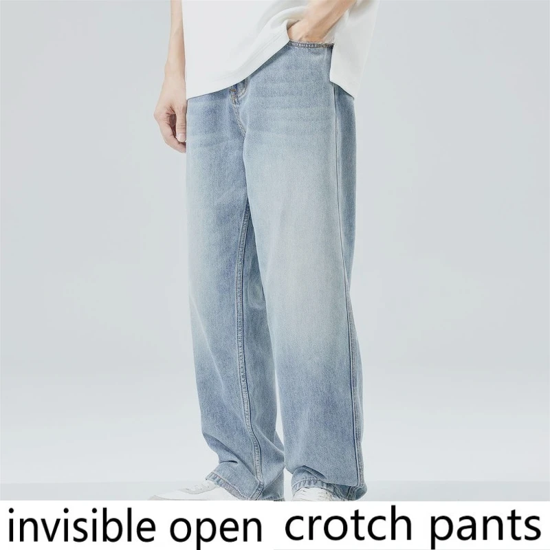 

Invisible Open-crotch Pants Jeans Men's Retro Summer Casual Straight-leg Pants for Field Play, Convenient and Fashionable