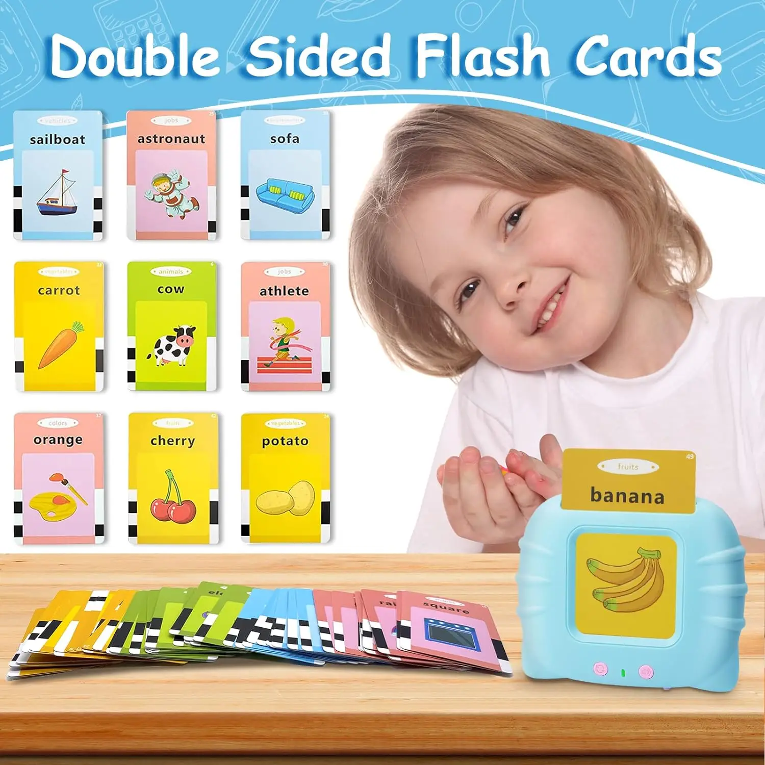 Early Education Flash Card Talking Flashcards for Kids Preschool Electronic Early Education Machine Gift Toddlers Montessori Toy