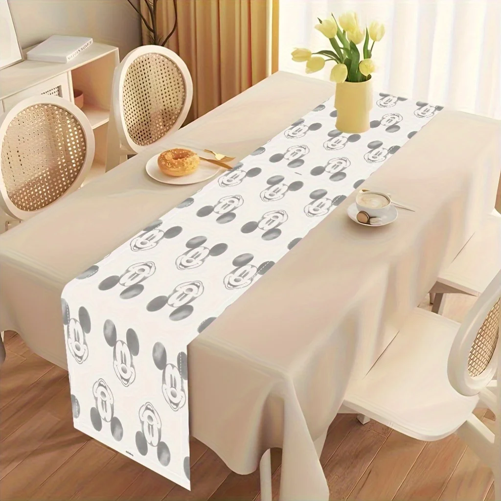 1 Piece Mickey and Minnie Mouse Cartoon Table Runner, with Floral Design, Perfect for Parties and Weddings, Indoor Dining Accessories